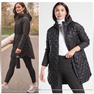 ATHLETA Whisper Featherless Jacket Cinched waist Black XS